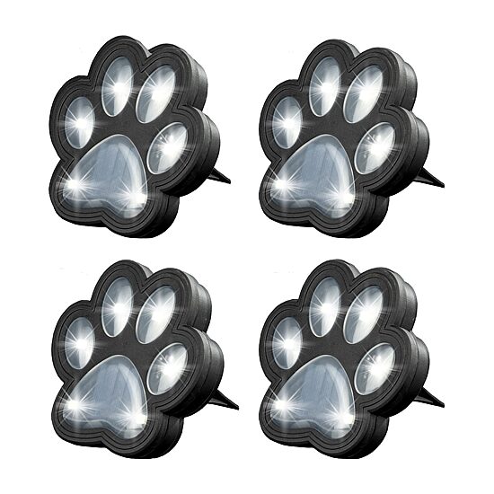 Bell + Howell Solar Powered Paw Print Disk Lights - 4 Pack