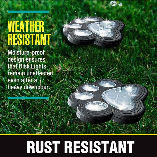 Bell + Howell Solar Powered Paw Print Disk Lights - 8 Pack