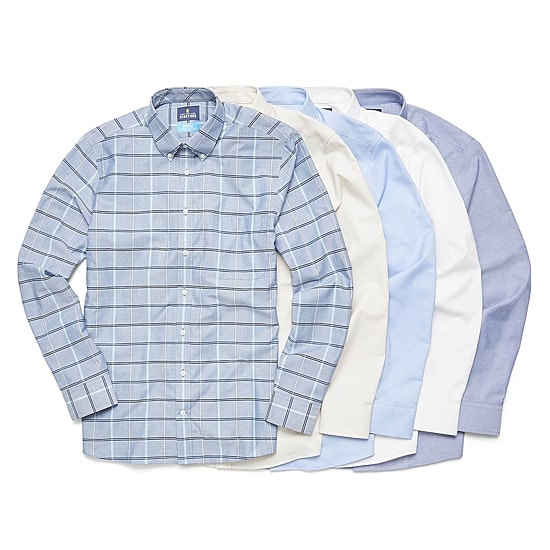 Stafford Coolmax All Season Ecomade Oxford Mens Regular Fit Stretch Fabric Wrinkle Free Long Sleeve Dress Shirt