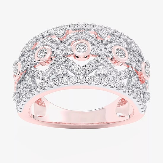 (G-H / Si1-Si2) Womens 1 CT. T.W. Lab Grown White Diamond 10K Gold Band