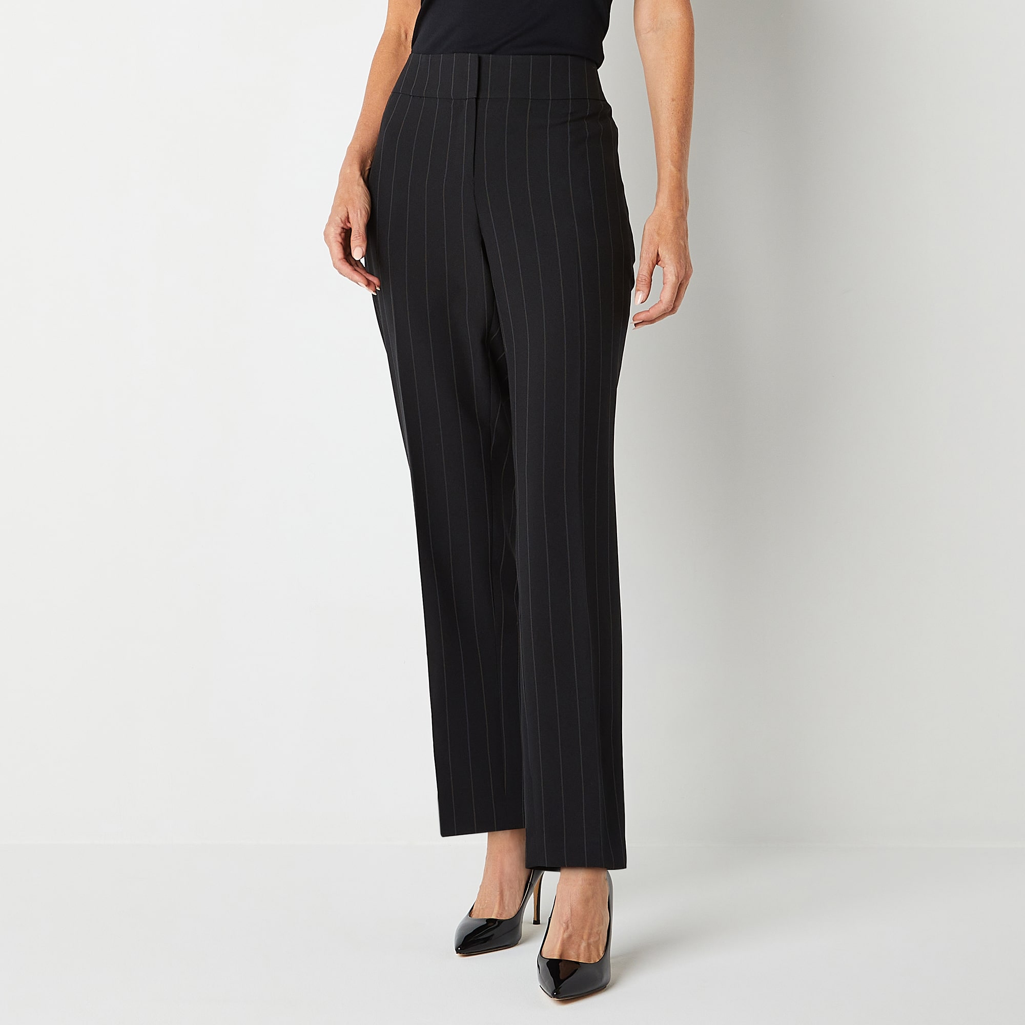 Black Label by Evan-Picone Pinstripe Womens Classic Fit Straight Suit Pant