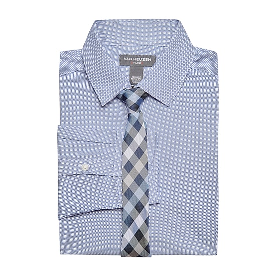 Van Heusen Little & Big Kid Boys Long Sleeve Point Collar Shirt + Tie Set