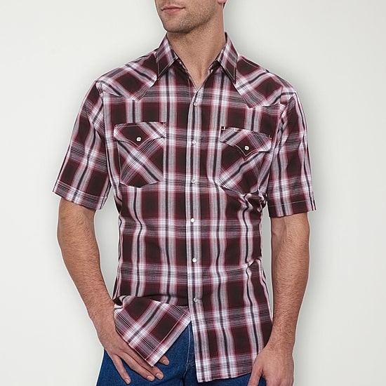 Ely Cattleman Plaid Big and Tall Mens Short Sleeve Western Shirt