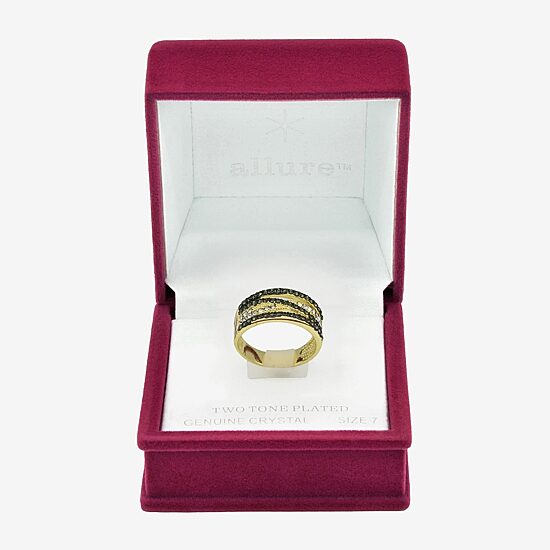 Sparkle Allure Womens 4MM Black Crystal 14K Gold Over Brass Crossover Band