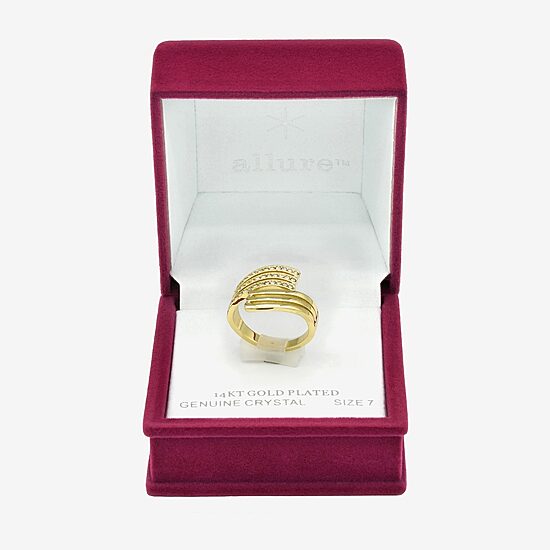 Sparkle Allure Wavy Wrap Womens 3MM Crystal 14K Gold Over Brass Bypass  Band