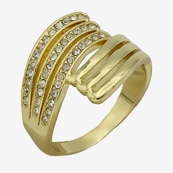 Sparkle Allure Wavy Wrap Womens 3MM Crystal 14K Gold Over Brass Bypass  Band