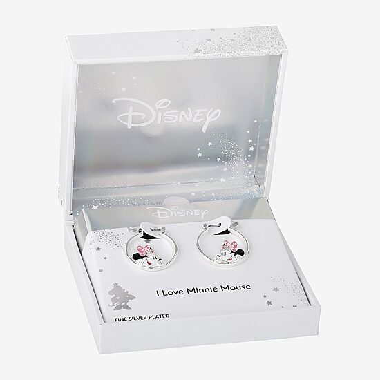 Disney Classics Womens Crystal 22.8mm Bow Minnie Mouse Hoop Earrings