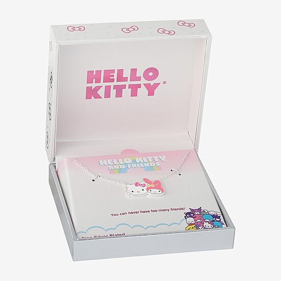 Hello Kitty Womens Pink Crystal Pure Silver Over Brass 18 Inch Pendant Necklace