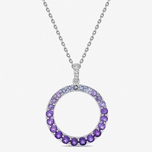 Limited Quantities! Womens Genuine Purple Amethyst Sterling Silver 18 Inch Pendant Necklace, One Size