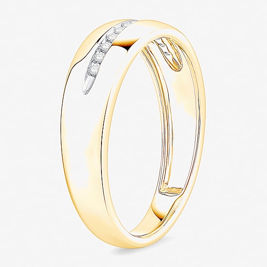 (I / Si1) 3PC Trio Set Featuring 3/8 CT. T.W. Lab Grown White Diamond 10K Two Tone Gold Round Side Stone Wedding Bridal Set