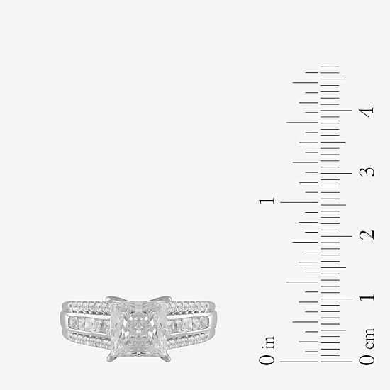 (G / I1) Womens 2 1/2 CT. T.W. Lab Grown White Diamond 10K Gold Side Stone Engagement Ring