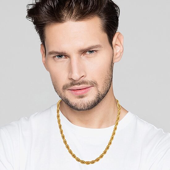 Mens Stainless Steel 24 Inch Rope Chain Necklace