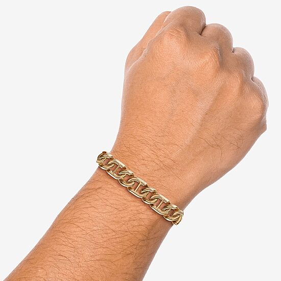 Mens Stainless Steel 8 1/2 Inch Link Chain Bracelet
