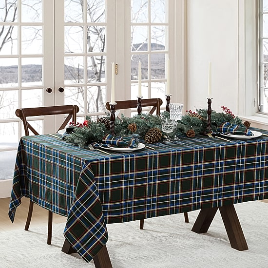 Threadmade Stowe Tartan Holiday Plaid Rectangle Tablecloth