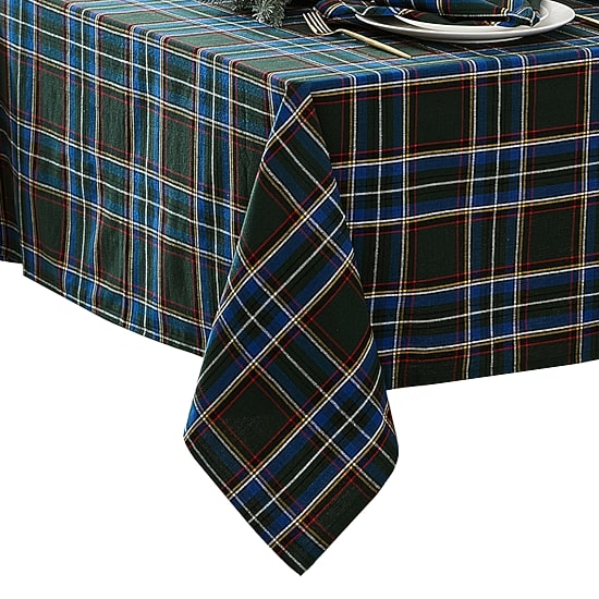Threadmade Stowe Tartan Holiday Plaid Rectangle Tablecloth