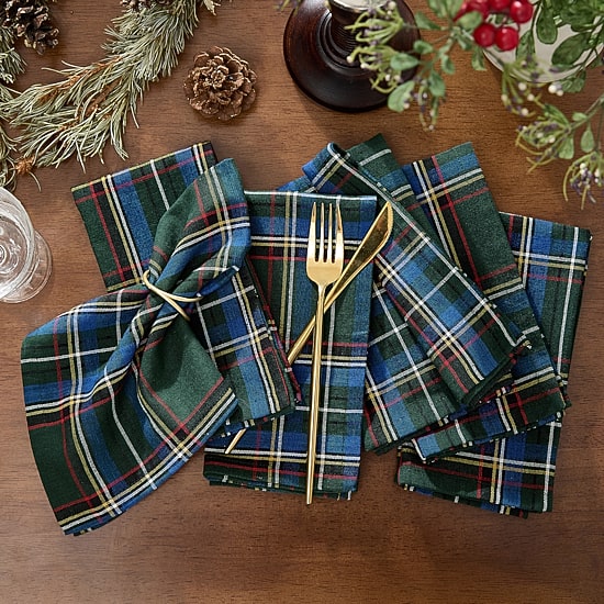 Threadmade Stowe Tartan Holiday Plaid Cotton 8-pc. Napkins