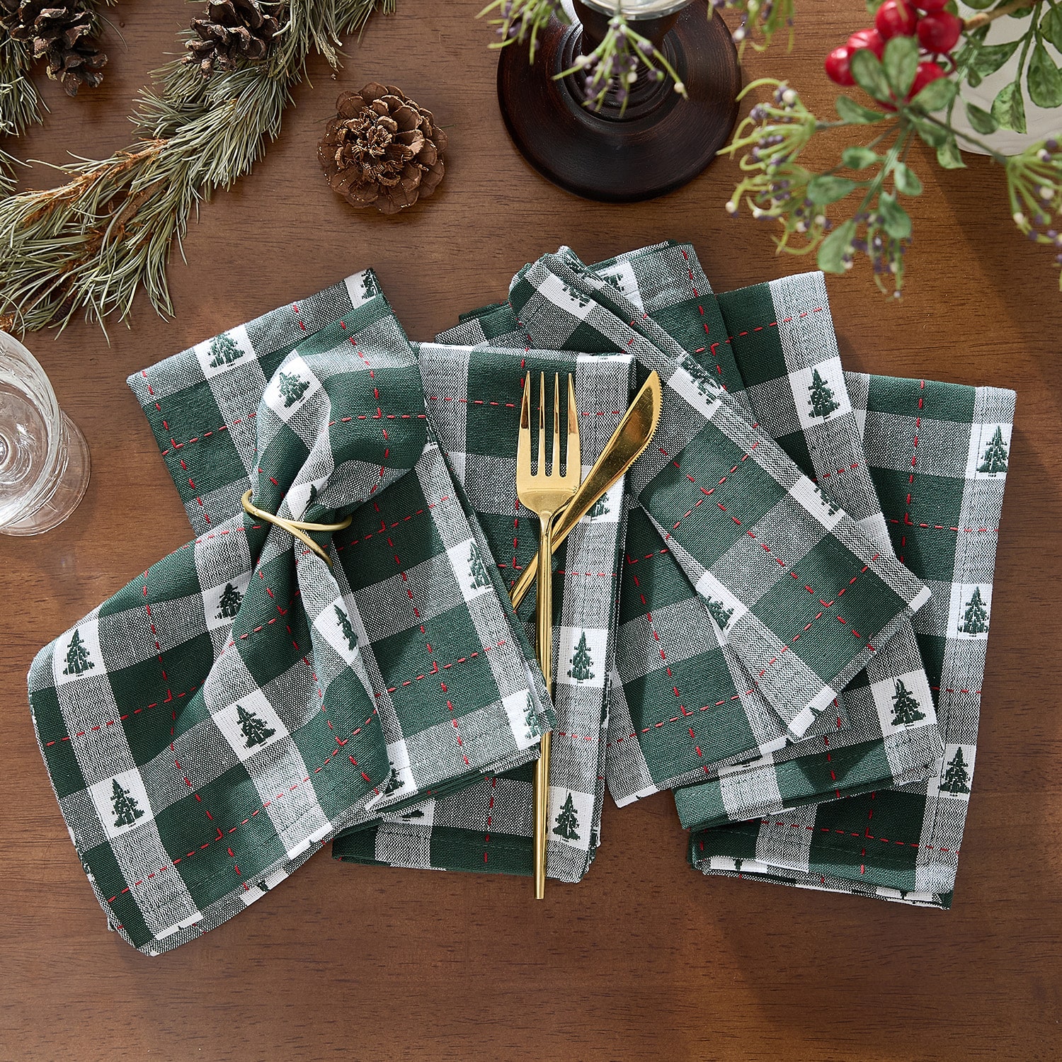 Threadmade Sherwood Tree Dobby Cotton 8-pc. Napkins