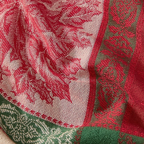Threadmade Prestige Poinsettia Jacquard Rectangle Tablecloth