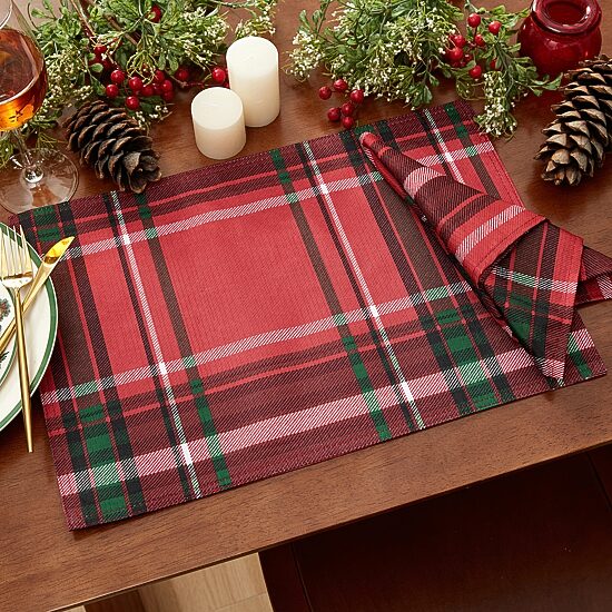 Threadmade Pocono Plaid Holiday Fabric 4-pc. Napkins