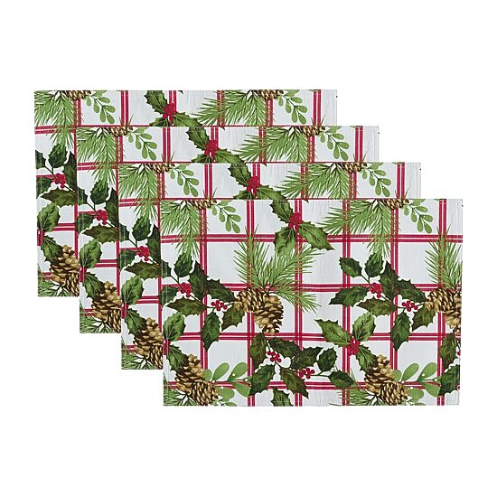 Elrene Home Fashions Pinecone Plaid Holiday Fabric 4-pc. Placemat