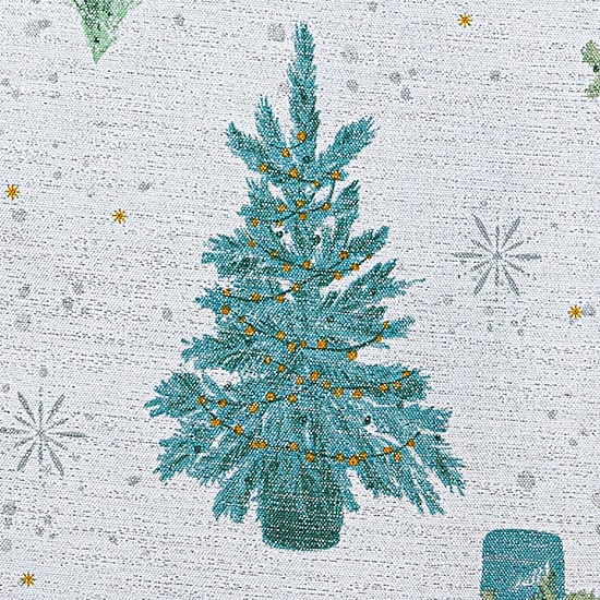 Elrene Home Fashions Lucina Twinkle Trees Holiday Lurex Fabric Tablecloth