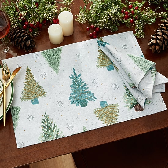 Elrene Home Fashions Lucina Twinkle Trees Holiday Lurex 4-pc. Napkins