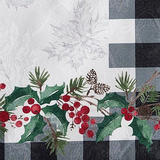 Threadmade Holly Farmhouse Charm Holiday Fabric Tablecloth