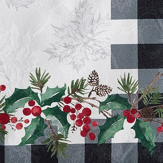 Threadmade Holly Farmhouse Charm Holiday Round Tablecloth