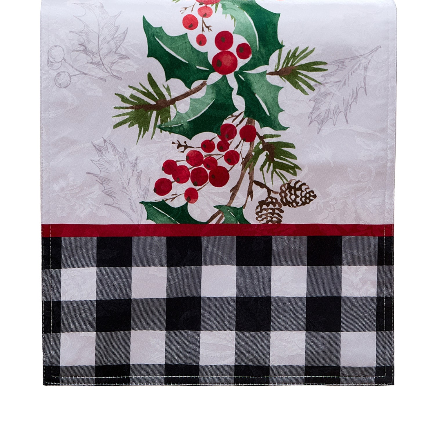 Elrene Home Fashions Holly Farmhouse Charm Holiday Fabric Table Runner