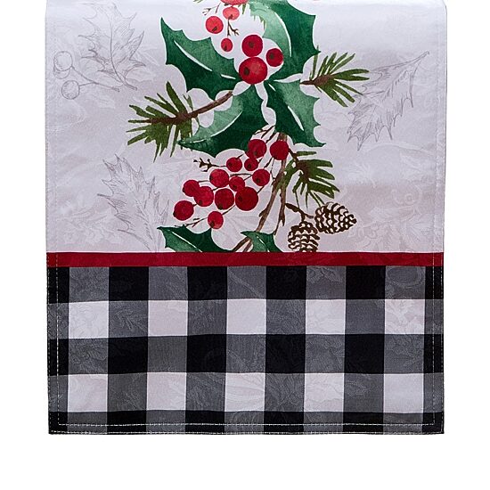 Threadmade Holly Farmhouse Charm Holiday Fabric Table Runner