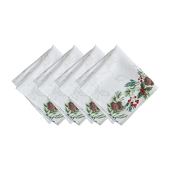 Threadmade Holly Berry Flourish Holiday Fabric 4-pc. Napkins