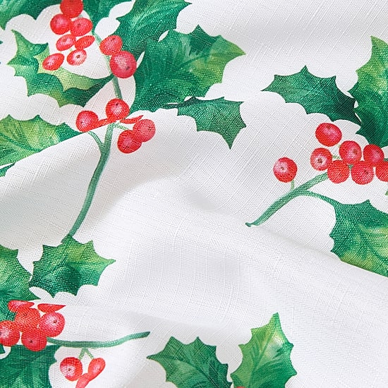 Threadmade Vintage Holly Scallop Border Rectangle Tablecloth