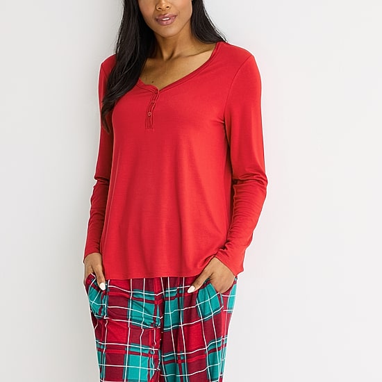 Liz Claiborne Cool and Calm Womens Long Sleeve 2-pc. Pajama Set