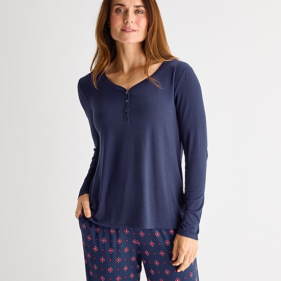 Liz Claiborne Cool and Calm Womens Long Sleeve 2-pc. Pajama Set