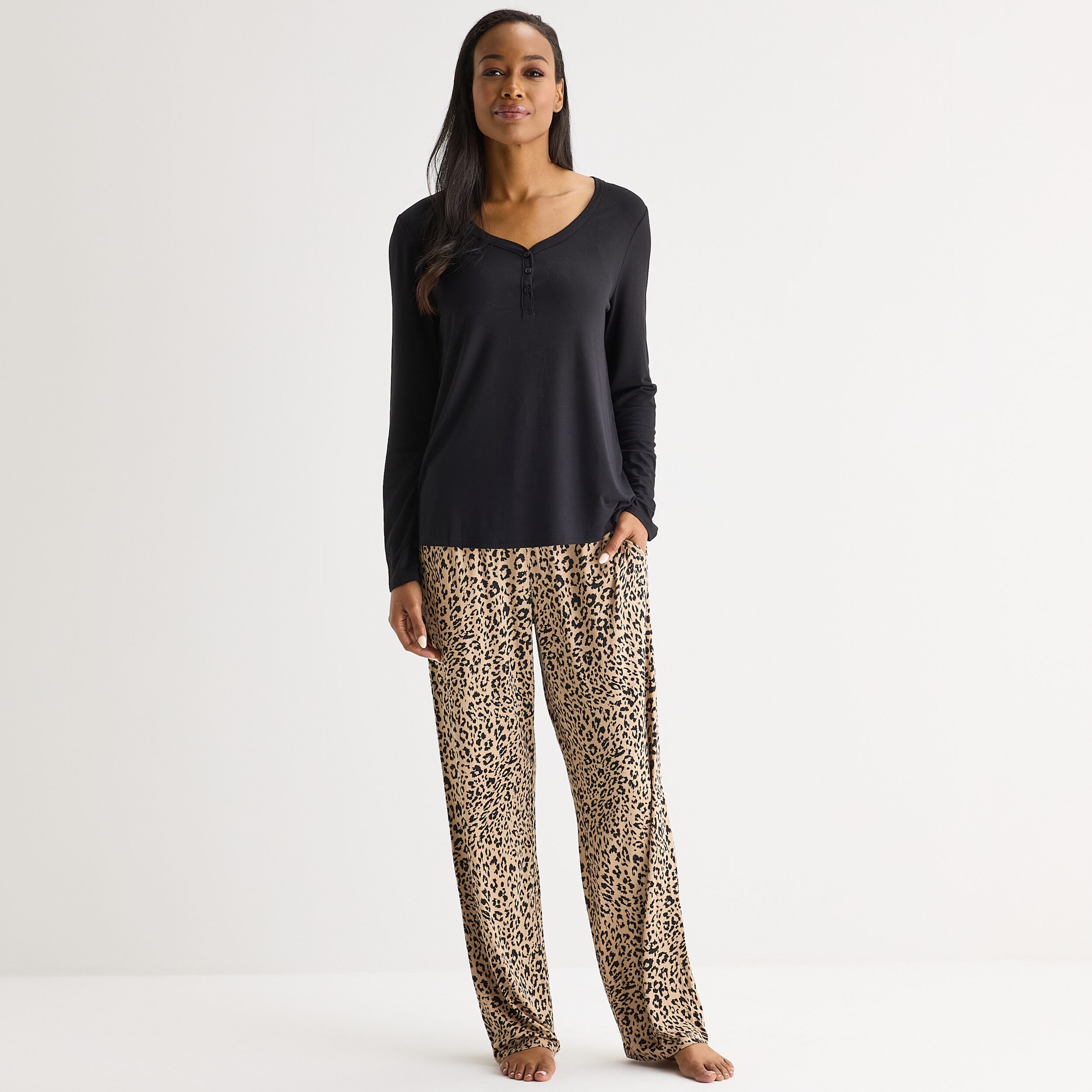 Liz Claiborne Cool and Calm Womens Long Sleeve 2-pc. Pajama Set