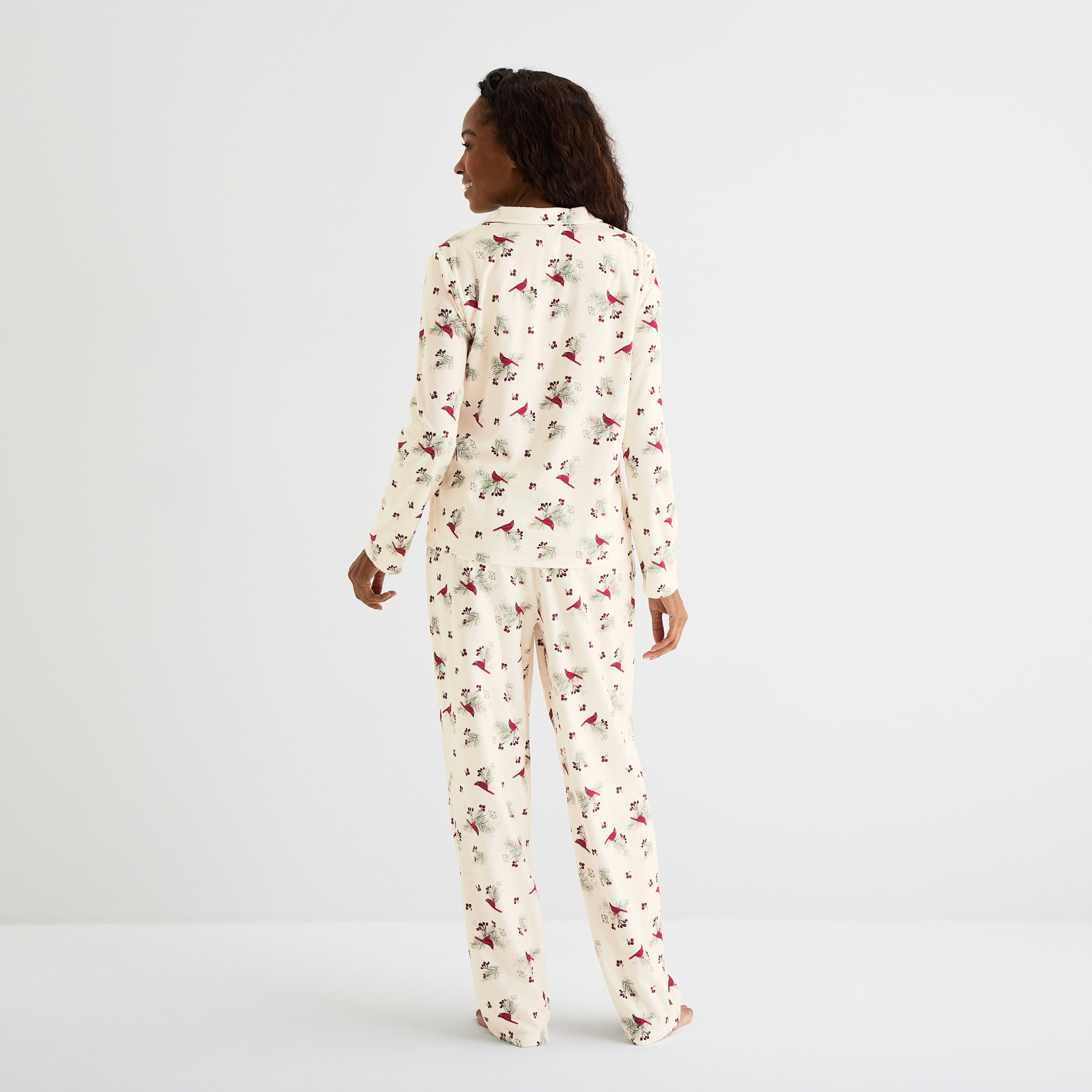 Adonna Womens Fleece Long Sleeve 2-pc. Pajama Set
