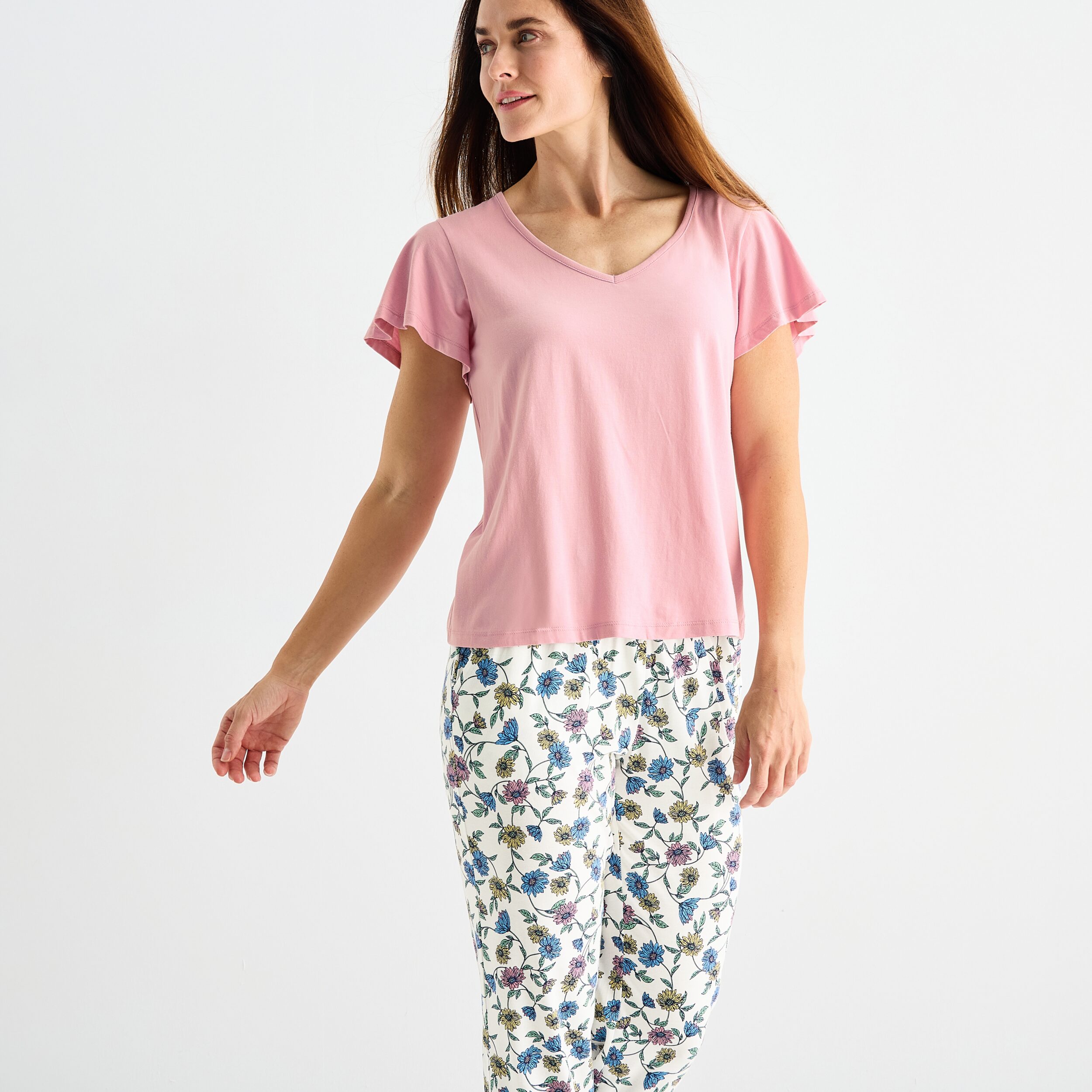 Liz Claiborne Womens V-Neck Short Sleeve 2-pc. Pajama Sets