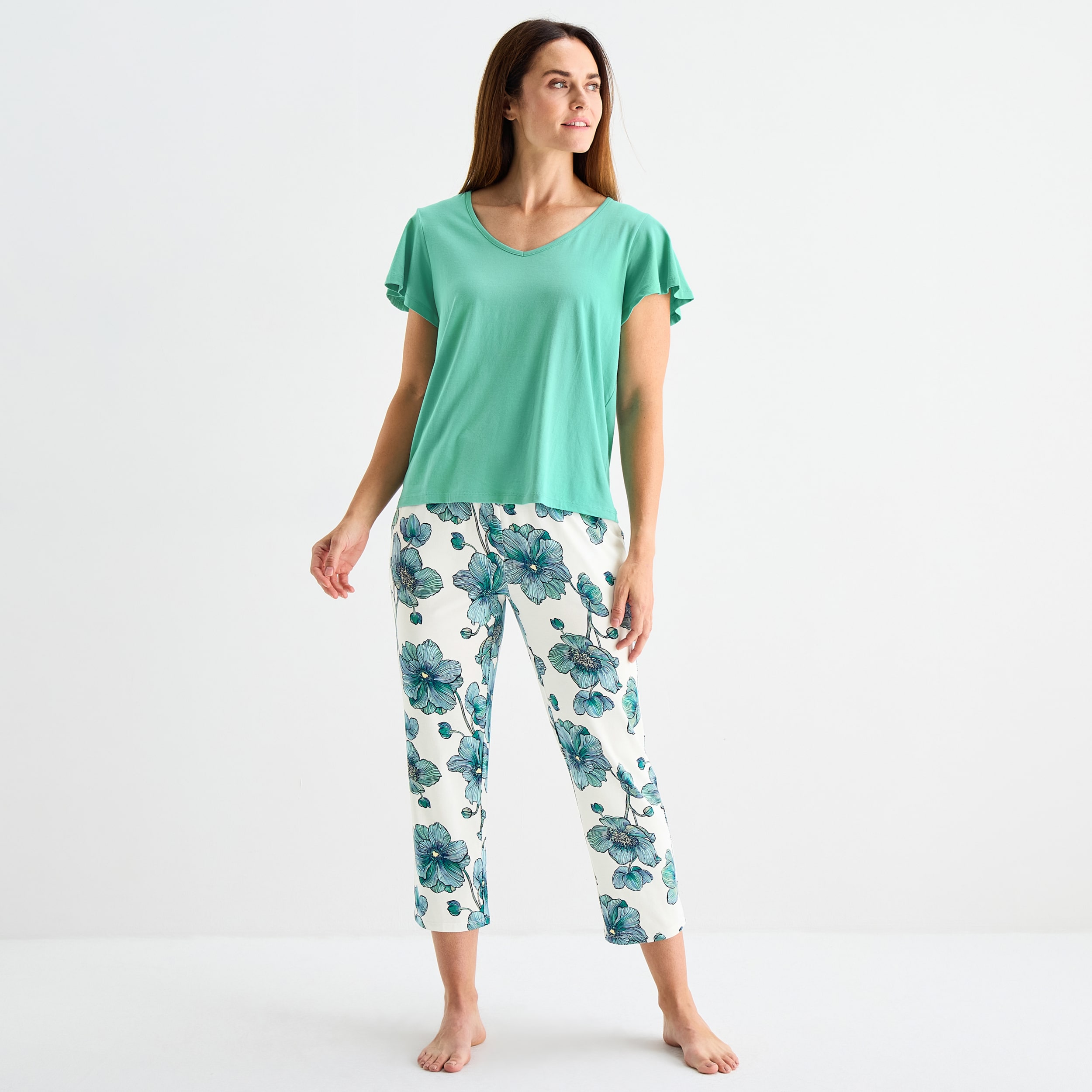 Liz Claiborne Womens V-Neck Short Sleeve 2-pc. Pajama Sets