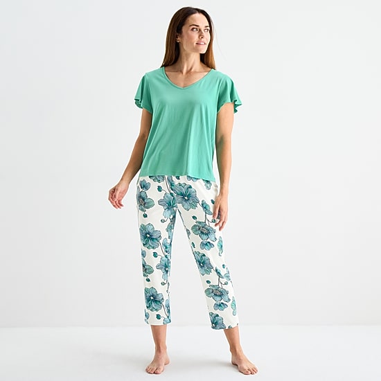 Liz Claiborne Womens V-Neck Short Sleeve 2-pc. Pajama Sets - JCPenney
