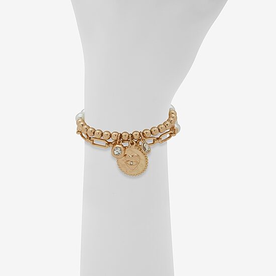A.N.A Gold Tone Womens 2-pc. White Bracelet Set