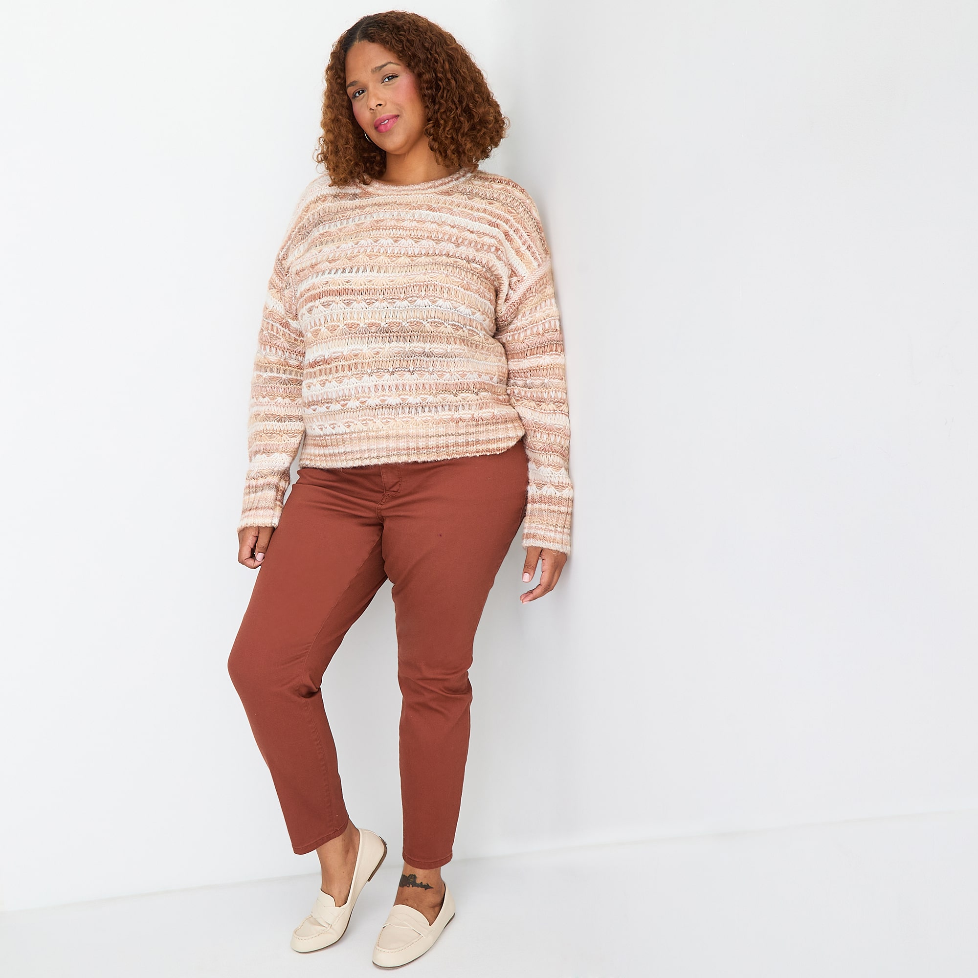 St. John's Bay Plus Womens Crew Neck Long Sleeve Pullover Sweater