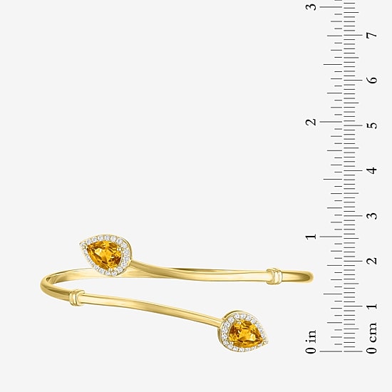 Womens Yellow Citrine 14K Gold Over Silver Cuff Bracelet