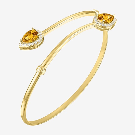 Womens Yellow Citrine 14K Gold Over Silver Cuff Bracelet