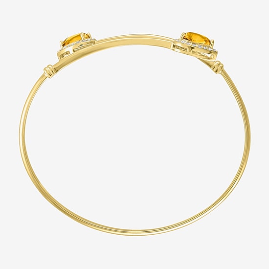 Womens Yellow Citrine 14K Gold Over Silver Cuff Bracelet
