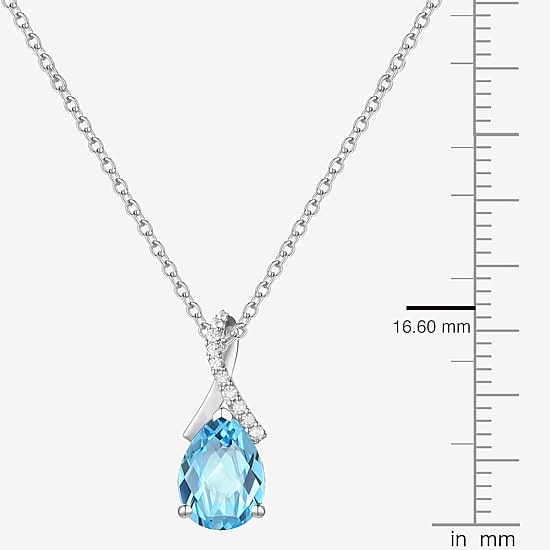 Womens Gemstone Sterling Silver or 14K Gold Over Silver Pear Pendant Necklace