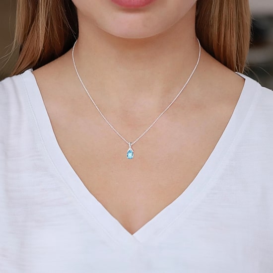 Womens Gemstone Sterling Silver or 14K Gold Over Silver Pear Pendant Necklace