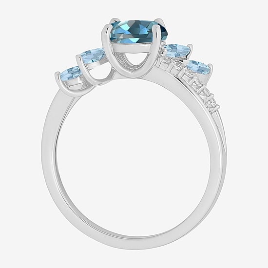 Gemstone 14K Gold Over Silver or Sterling Silver Side Stone Cocktail Ring