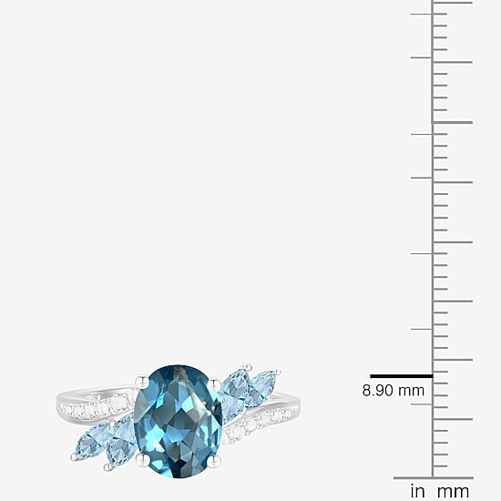 Gemstone 14K Gold Over Silver or Sterling Silver Side Stone Cocktail Ring