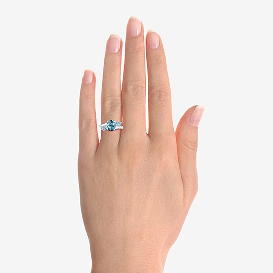 Gemstone 14K Gold Over Silver or Sterling Silver Side Stone Cocktail Ring