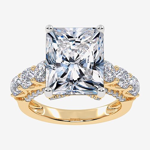 Signature By Modern Bride (G, Vs2-Si1) Womens 7 1/2 Ct. T.W. Lab Grown White Diamond 14K Gold Rectangular Side Stone Engagement Ring, 9, Yellow